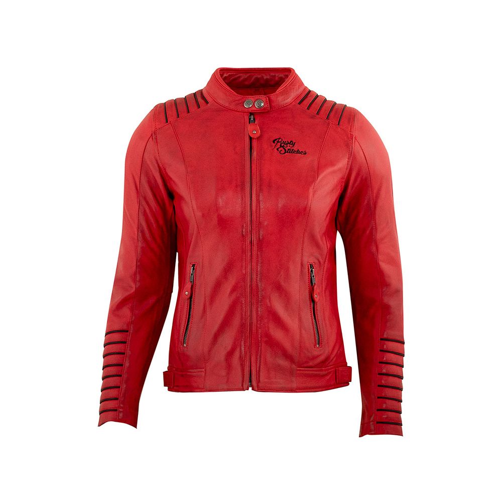 Lady Leather Moto Jacket Amanda Red/Black | Rusty Stitches - Moto24