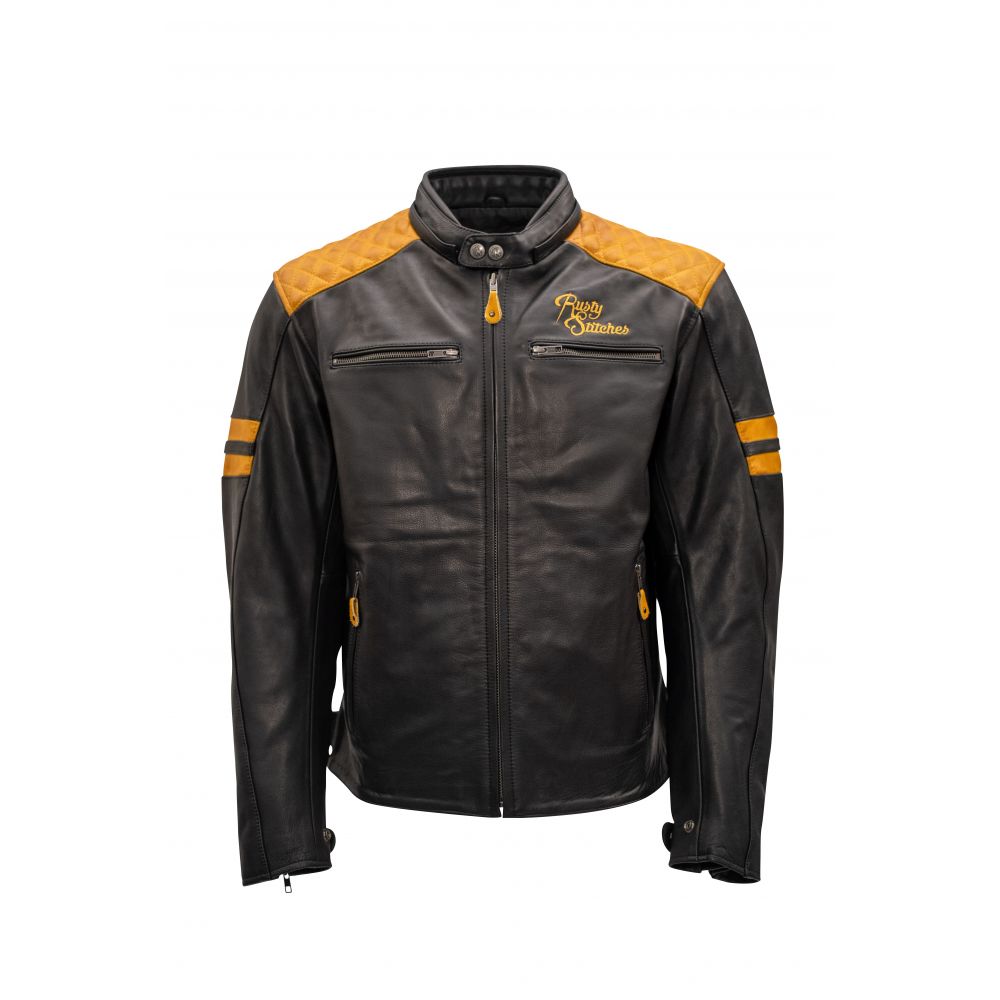 Leather Moto Jacket JARI Black/Gold | Rusty Stitches - Moto24
