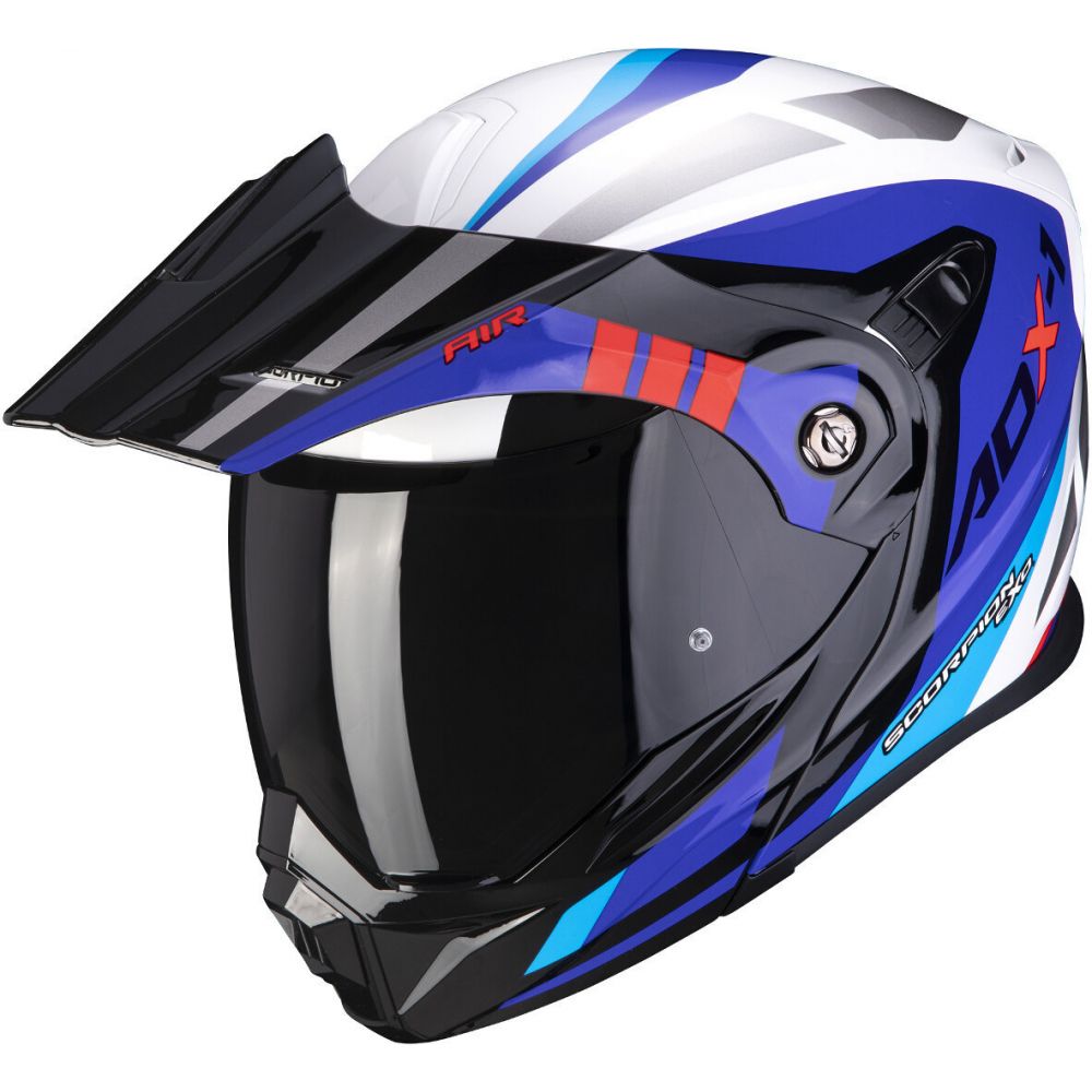 Casca Moto Touring/Adventure ADX-1 Lontano White/Blue/Red | Scorpion Exo  84-354-236 - Moto24